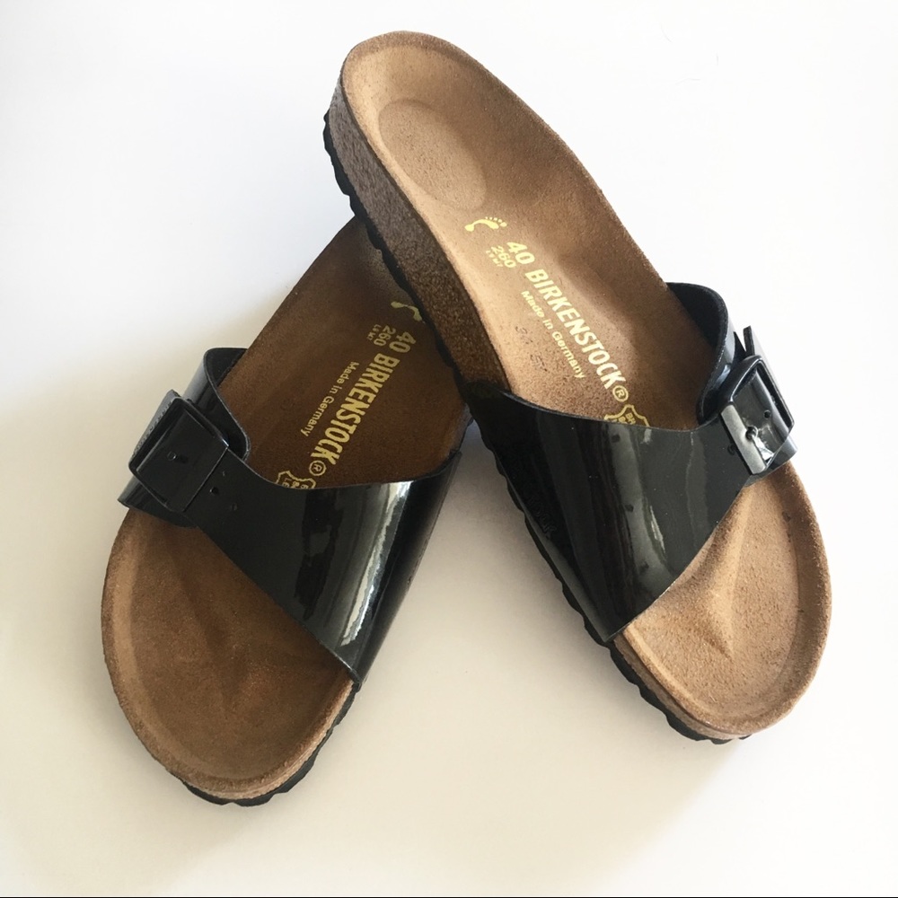 New Birkenstock Patent Black Slides